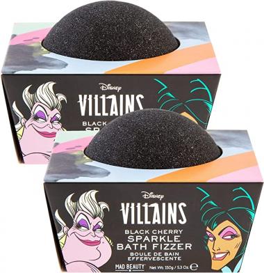 MAD Beauty 2 Count Disney Villains Black Sparkle Bath Fizzers | Pampering Bath Ball Bomb | 2 Pack Black Cherry Scent 5.3 oz each