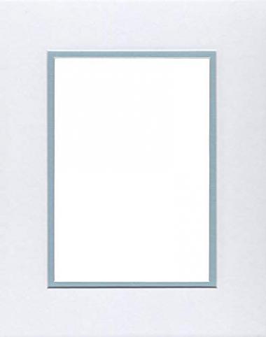 Pack of (2) 16x20 Double Acid Free White Core Picture Mats Cut for 11x14 Pictures in White and Sheer Blue