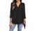 Newchoice Womens Collared V Neck 3/4 Sleeve Shirts Business Casual Tops Loose Work Blouses