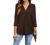 Newchoice Womens Collared V Neck 3/4 Sleeve Shirts Business Casual Tops Loose Work Blouses