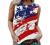 Women's Patriotic Shirt USA Flag Letters Print Sleeveless Tank Top Summer Casual Crewneck 4th of July Graphic Tee Tops