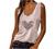 Women's Scoop Neck Casual Sleeveless Shirts Vintage Aesthetic Printing Zipper Plunge Summer Tank Tops and Blouses
