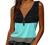 Women's Scoop Neck Casual Sleeveless Shirts Vintage Aesthetic Printing Zipper Plunge Summer Tank Tops and Blouses