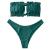ZAFUL Women's Strapless Ribbed Tie Back Ruffle Cutout Bandeau Bikini Set Swimsuit