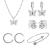 Pmmqrrkuu Women 5Pc Sets&3Pc 925 Sterling Silver Jewelry Necklace Earrings Bracelet Set Plated Chain Necklace Heart Earrings Studs Diamond