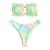 ZAFUL Women's Strapless Ribbed Tie Back Ruffle Cutout Bandeau Bikini Set Swimsuit