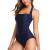 Smismivo Tummy Control Swimwear Halter One Piece Slimming Vintage Retro Swimsuit Womens Ruched Push Up Bathing Suit