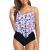 Women Swimsuit Women 2 Piece Split Swimsuit Ruffle Vest High Waist Tummy Bikinishort Floral Swimsuit Bikini Set
