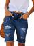 Sidefeel Women Bermuda Shorts Denim Destroyed Raw Hem Shorts Jeans