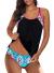 Aleumdr Womens Blouson Striped Printed Strappy T-Back Push up Tankini Top with Shorts