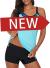 Aleumdr Womens Blouson Striped Printed Strappy T-Back Push up Tankini Top with Shorts
