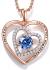 JD&P Rose Gold Love Heart Long Pendant Necklace for Women Girls with Zirconia Birthstone, Christmas Birthday Mothers Day Jewelry Gifts for Mom Grandma, Valentines Day Gifts for Her