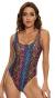 MIAIULIA Women's Retro 80s/90s Inspired High Cut Low Back Padding One Piece Swimwear Bathing Suits