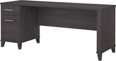 Bush Furniture Somerset 72W Office Desk with Drawers in Storm Gray