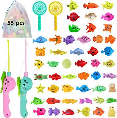 Leesgel Fishing Pool Toys for Kids, Kids Bath Toys Magnet Fishing Games, Bathtub Toys for Toddler, Pool Fishing Game, Water Toy for Kids, Outdoor Toys for Kids Ages 3 4 5 6 Years