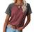 Women Tops Short Sleeve Color Block T-Shirts Tees Raglan Casual Loose Fit Tunic Tops