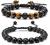 Lava Rock Bracelet - 8mm Stone Tiger Eye Bracelet Lava Rock Bracelet , Stress Relief Yoga Beads Adjustable Bracelet Anxiety Aromatherapy Essential Oil Diffuser Healing Lava Bracelet for Men Women