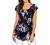 Furnex Women's Short Sleeve Tunic Shirt Pleated Mesh Blouses Summer Floral Tops