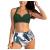 Bikini Sets for Women Two Piece Retro Swimsuit Retro Halter Ruched High Waist Swimwear with Bottom Modest Bathing Suit