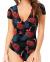 MANGOPOP Women Modal V Neck Folded Over Short Sleeve Bodysuit Jumpsuit