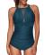 Tempt Me Women One Piece Swimsuit High Neck Plunge Mesh Ruched Monokini Swimwear