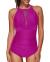 Tempt Me Women One Piece Swimsuit High Neck Plunge Mesh Ruched Monokini Swimwear