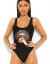 EDOLYNSA Women's One Piece Swimsuits U Neck Bathing Suits V Back Monokini Athletic Training Swimwear