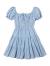 SheIn Women's Short Puff Sleeve Ruched Mini A Line Dress Ruffle Tie Front Square Neck Short Dresses
