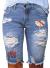 Sidefeel Women Bermuda Shorts Denim Destroyed Raw Hem Shorts Jeans