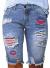 Sidefeel Women Bermuda Shorts Denim Destroyed Raw Hem Shorts Jeans