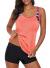 Aleumdr Womens Blouson Striped Printed Strappy T-Back Push up Tankini Top with Shorts