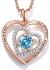 JD&P Rose Gold Love Heart Long Pendant Necklace for Women Girls with Zirconia Birthstone, Christmas Birthday Mothers Day Jewelry Gifts for Mom Grandma, Valentines Day Gifts for Her