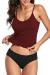 Upopby Women's Athletic Tankini Swimsuits for Women Ribbed Two Piece Bathing Suits Sports Crop Top Swimsuits with Shorts