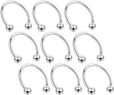 9pc 16g Circular Barbell Ear Cartilage Eyebrow Horseshoe Lip Septum Nose Ring Tragus Helix Snake Bite Balls Piercing Jewelery Lot