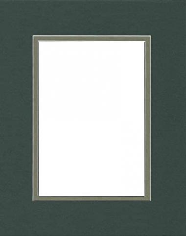 16x20 Double Acid Free White Core Picture Mats Cut for 11x14 Pictures in Pine Green and Moss Green