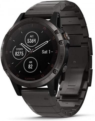 Garmin fenix 5 Plus, Premium Multisport GPS Smartwatch, Features Color Topo Maps, Heart Rate Monitoring, Music and Contactless Payment, Carbon Gray Titanium