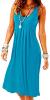 Camisunny Women Casual Loose Tank Dresses Sleeveless Beach Vacation Dress Swing Pleated U Neck Fashion Soft