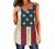 Fashion Women Tank American Flag Print Lace Tops Insert V-Neck Shirt Blouse