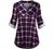 Miusey Womens Mandarin Collar Plaid Roll Sleeve V Neck Flowy Loose Tunic Blouse