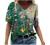 Women's Summer Short Sleeve Tunic Tops V Neck Colorful Floral Printed Tees Shirt Casual Comfy Blouses Tops