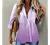5665 Women Hawaii Button-Down Shirts, 3/4 Sleeves Casual Blouse High Low Side Slit V-Neck Beach Pockets T-Shirt Tunic Tops