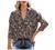 Women V Neck Button Down Shirts Fashion Animal Printed Long Sleeve Collared Blouse Loose Pockets Vacation T-Shirt Tops