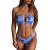 ZAFUL Women's Strapless Ribbed Tie Back Ruffle Cutout Bandeau Bikini Set Swimsuit