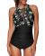 Tempt Me Women One Piece Swimsuit High Neck Plunge Mesh Ruched Monokini Swimwear