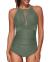 Tempt Me Women One Piece Swimsuit High Neck Plunge Mesh Ruched Monokini Swimwear
