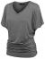 Made By Johnny MBJ Women's Solid Short Sleeve Boat Neck V Neck Dolman Top with Side Shirring