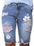 Sidefeel Women Bermuda Shorts Denim Destroyed Raw Hem Shorts Jeans