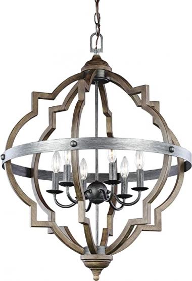 Sea Gull Lighting 5124906-846 Socorro Hall/Foyer Hanging Modern Fixture, Six - Light, White, Black, Silver