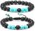 Lava Rock Bracelet - 8mm Stone Tiger Eye Bracelet Lava Rock Bracelet , Stress Relief Yoga Beads Adjustable Bracelet Anxiety Aromatherapy Essential Oil Diffuser Healing Lava Bracelet for Men Women
