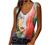 Women's Scoop Neck Casual Sleeveless Shirts Vintage Aesthetic Printing Zipper Plunge Summer Tank Tops and Blouses